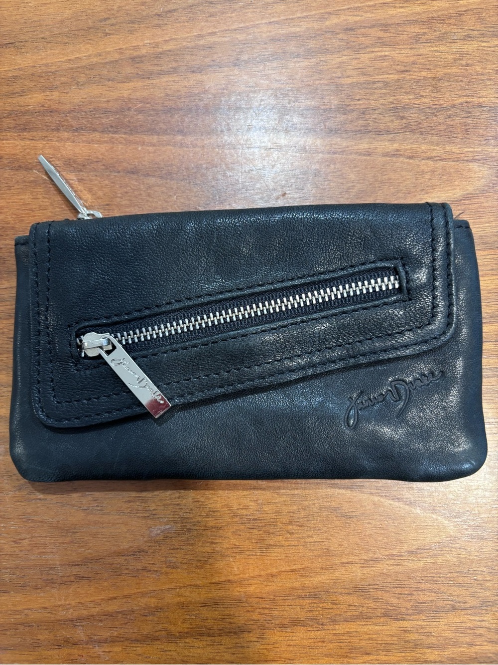 Junior Drake Black Leather Flap Wallet Card Holder Set